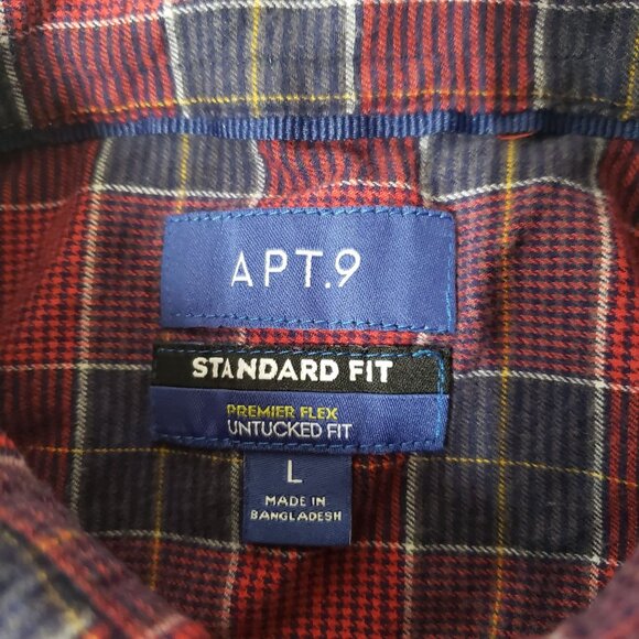 Apt. 9 Mens Plaid Long Sleeve Shirt Size L Oeko Tex Normcore Casual Everyday - Picture 4 of 6